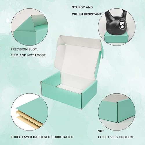 Miniatura 3 de DERZIFUN 30 Pack 6x4x2 Inch Shipping Boxes for Packaging, Teal Sturdy Corrugated Box Mailers, Recyclable Small Cardboard Mailing Boxes