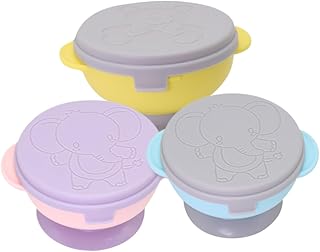 Totority 3 Pçs Tigelas De Ventosa Para Bebês Tigelas De Silicone Tigelas De Bebê Tigela Para Crianças Tigelas De Arroz Para Bebê Tigela De Sucção Crianças Tigela Com Capa Criança