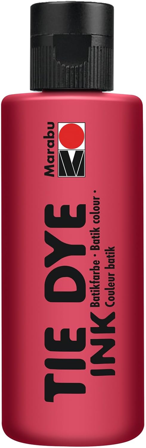 Marabu TIE DYE Ink Batik Dye in Cherry Red, 80 ml, Water-Based Paint, Vegan, Radiant Fabric Dye for Light Textiles up to 20% Synthetic Fibre Content, 17300004031