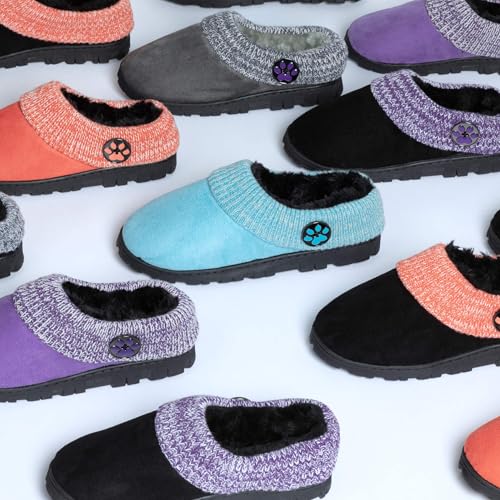 GreaterGood Purple Paw Comfy Clog Slippers Gifts for Women Mom Ladies Soft Knit Plush Lining Durable Indoor Outdoor Sole Cozy Animal Lover Footwear3
