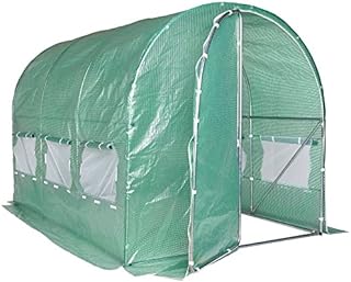 VonHaus Polytunnel Greenhouse  3m x 2m Walk in Pollytunnel Tent  Heavy Duty Weatherproof 6m² Poly Tunnel for Garden and Outdoor  Steel Frame and Steel Frame Door  Insect Proof Roll Up Mesh Windows