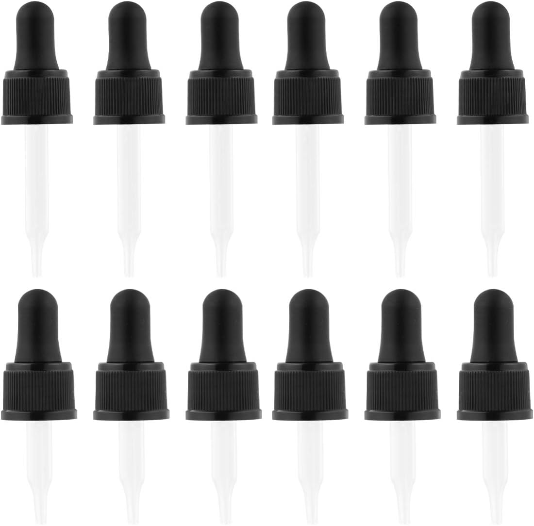 LEORX Glass Eye Droppers 12pcs Pipette Dropper with Black Suction Bulb