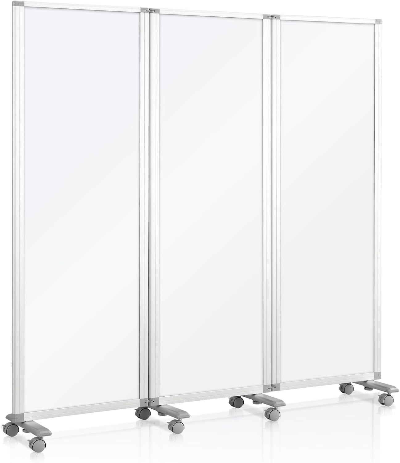 SWANCROWN 3-Panel Mobile Magnetic Whiteboard Room Divider, Double Side Dry Erase Whiteboard Partition, Portable Office Display for Classroom, Office, 71" W x 71" H