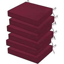 Outdoor Chair Cushions Set of 6, 18.5 x 16 Inch Patio Chair Cushions for Outdoor Furniture, Water Resistant Cushions with Non-Slip TiesDark Red