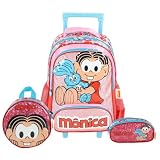 Kit Mochila Rodinhas 2 em 1 Lancheira Estojo Mônica Magali (Rosa)