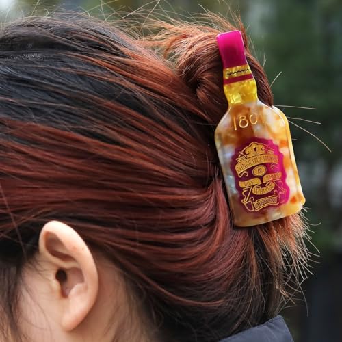 Whiskey Champagne Hair Claw Clip Congratulations Blended Scotch Acetate Hair Claw for Women Gift