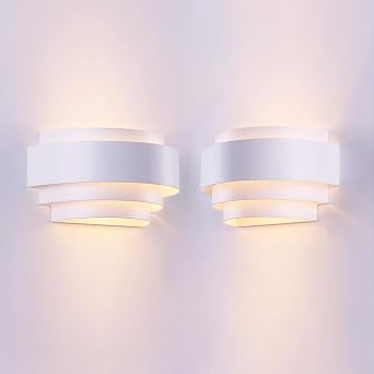 LightInTheBox Modern Wall Sconce Set of 2 Indoor Wall Light Fixture Half Moon Metal Wall Lamp White for Stair Hallway Home Theatre Bedroom 2PCS