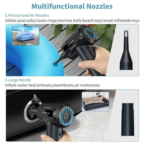 Compressed Air Duster,Electric Duster 110000Rpm Air Blower For Computer Replace Canned Air Can Keyboard Cleaner Pc Air Dusters Compressed Air Electric,3 Speeds-Powerful 7600Mah #TOP3