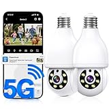 JCMNETE Light Bulb Security Camera, 5G&2.4GHz WiFi Light Bulb Camera Outdoor, 2-in-1 LED Lightbulb Camera for Home Security, Two-Way Talk,Color Night Vision, E27 Light Socket Compatible(2Pack)