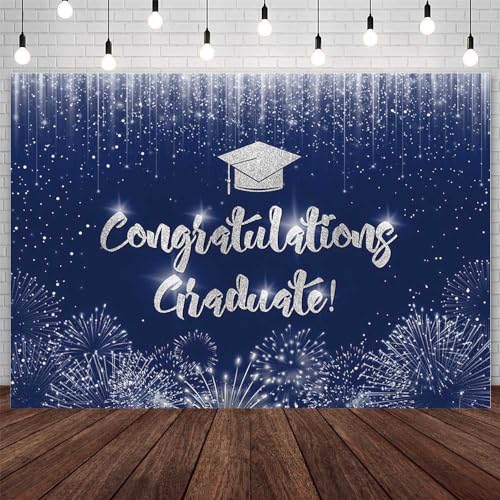 Fondo fotográfico graduación 10x7ft azul plata miniatura 1