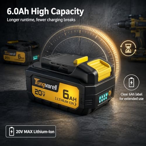 Tungvarell 6Ah Replacement Battery Compatible with DW 20V MAX Tools by Tungvarell - Used condition - Image 4
