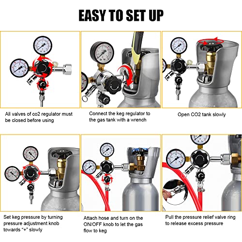 Mrbrew Cga-320 Keg Regulator, Quick Disconnect Co2 Kegerator Regulator With Pressure Adjustment Knob, Beer Regulator With Safety Manual Pressure Relief Valve, With 2 Swivel Nut & 1/4’’ & 5/16’’ Barb #TOP2
