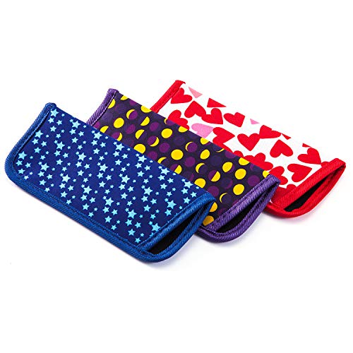 TRIUMPH VISION 3 Pack Reading Glasses Pouch - Soft Eyeglasses Bag Portable Holder Slim Sunglasses Sleeve Eyewear Case Heart, Ball, Star