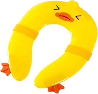 Cojín de inodoro con diseño de pato amarillo, para entrenamiento de orinal, plegable, asiento de inodoro antideslizante para niñas y niñas, cómodo y portátil