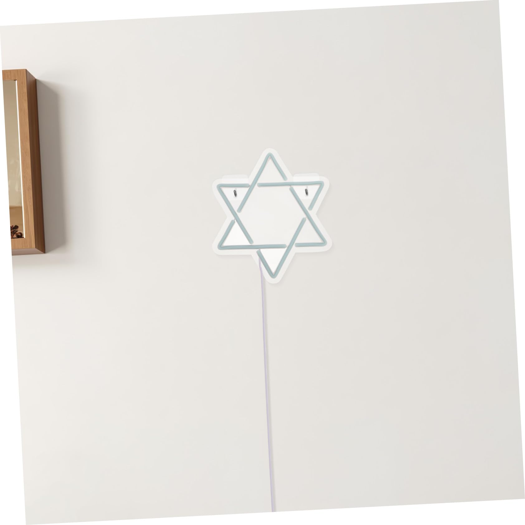 Neonowa Lampa Neonowa Z Sześcioramienną Gwiazdą Z Jerozolimską Gwiazdą Dawida Z Symbolem Gwiazdy Dawida Neonowy Znak Religijny