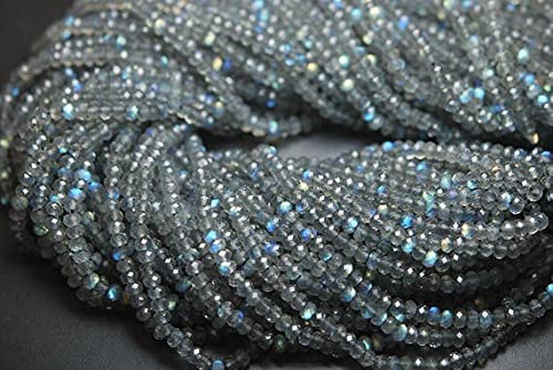 Labradorite bleue naturelle en rondelles facettées 4.30mm pour création de bijoux uniques DIY