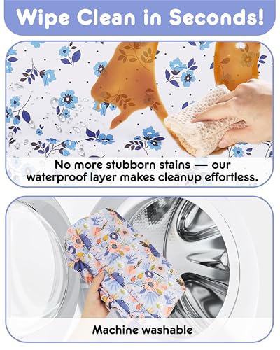 Image of Baby High Chair Cover Replacement, Reversible & Waterproof High Chair Cushion Pad Home & Restaurant use, Includes 5-Point Harness Strap, Chair Not Included - Blue