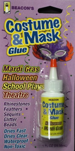 Costume & Mask Glue 29 ml Medium Dries Bottle, Clear by Costume & Mask Glue