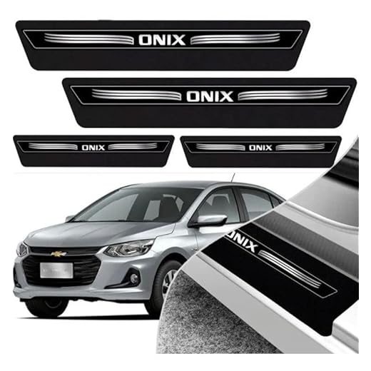 Jogo 8 Peças Soleira Porta Onix 2012 Até 2021 Adesivo Preta