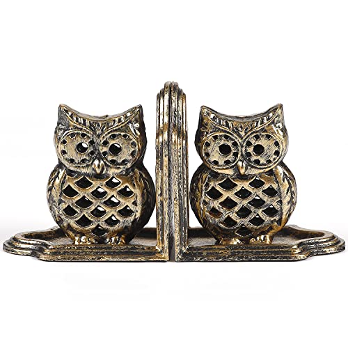 Houyang Owl Cast Iron Bookend,Heavy Duty Bookends,Organize Books And Decorations (Vintage Gold) #TOP5