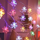 VIDA4U 10M 100 Luces Leds en Forma de Copos de Nieve, Luces Navideñas, Guirnaldas Luminosas con 8 Modos Impermeables,...