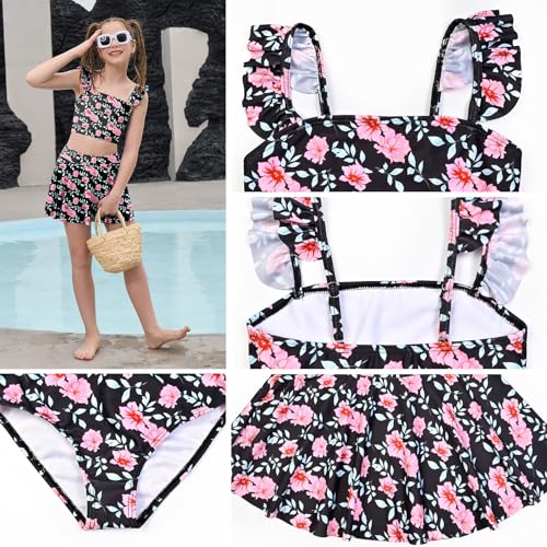 Image of CHILDRENSTAR Girls Tankini Swimsuit with Skirt 3 Pieces Bikini Bathing Suit