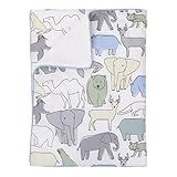 Dwell Studio Caravan Animal Print Double Sided Cotton/Velour Blanket, Aqua/Gray/Green/Yellow