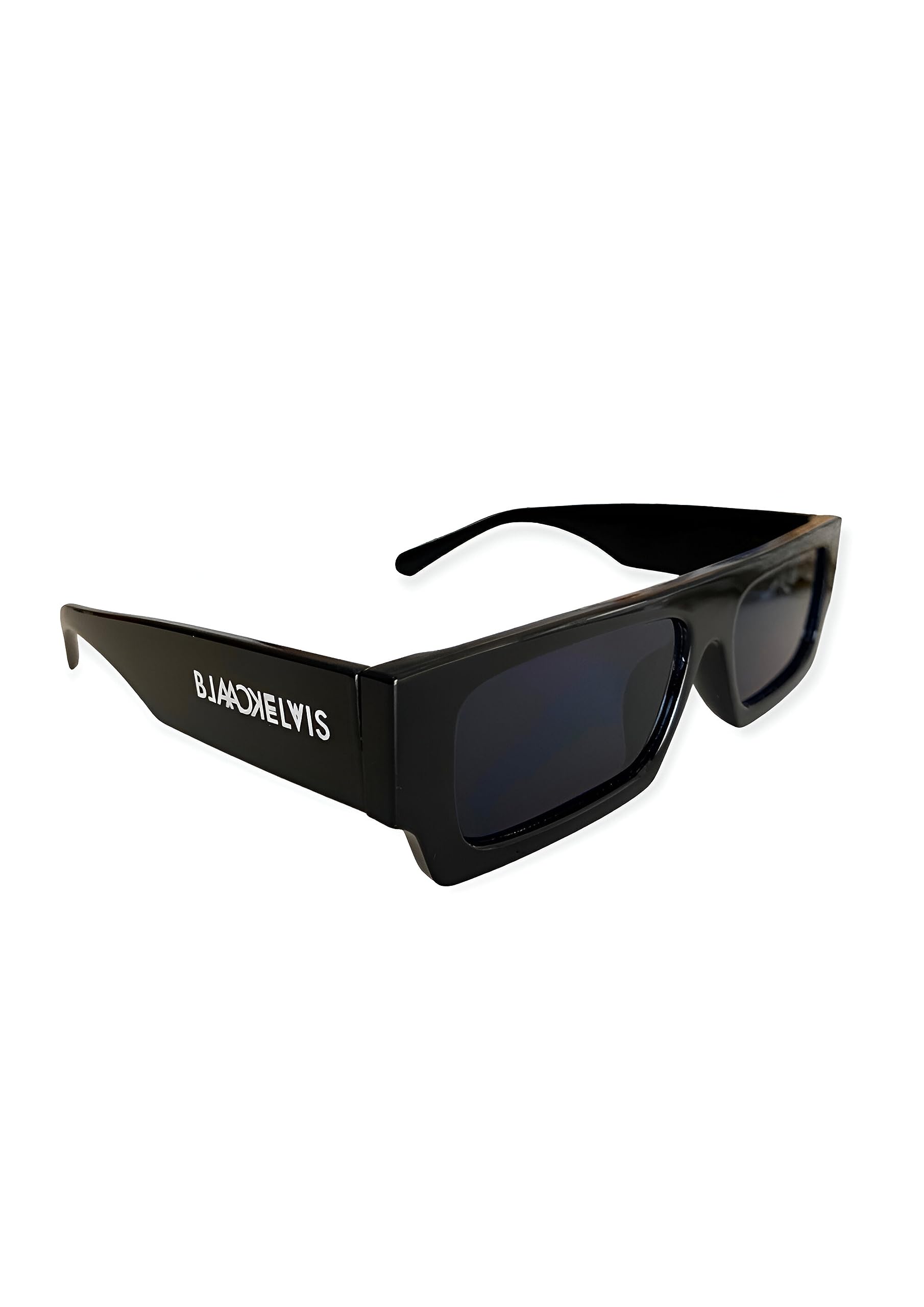 BLACK ELVIS FOUR SEASON CLOTHING BLACK ELVIS CLOTHING Gafas de Sol Vintage Negras para Hombre y Mujer - Gafas Rectangulares de Moda - Estilo Retro de los Años 90 - Lentes con Protección UV400