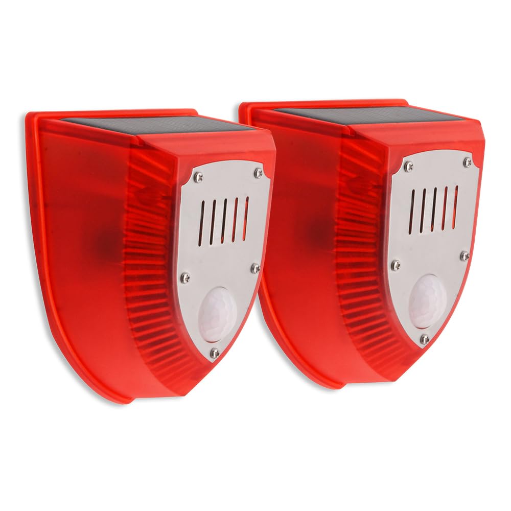 Solar Strobe Light with PIR Motion Sensor Alarm Timed Human Body Induction Infrared Alarm Light Anti-theft Animal Repellent Device 3 Working Modes IP65 Waterproof for Home Villa Outdoor Farm Yard