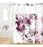 Litabel Pink Hummingbird Flower Bathroom Shower Curtain Set With Rugs & Lid Covers - 4 Piece