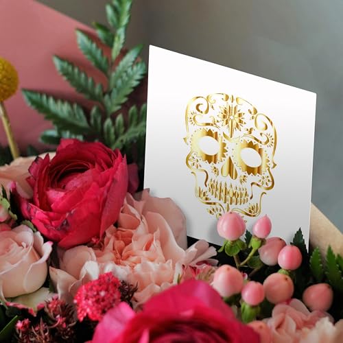 Cartes de vœux tête de mort dorée pour invitations et fêtes