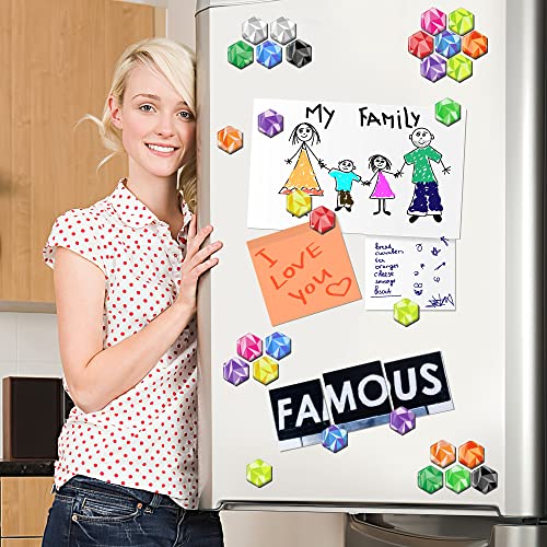 Morcart Hexagon Fridge Magnets Colorful Magnets Cute Locker Magnets Decorative Refrigerator Whiteboard Magnets Glass Magnets (Colorful Crystal) #TOP5