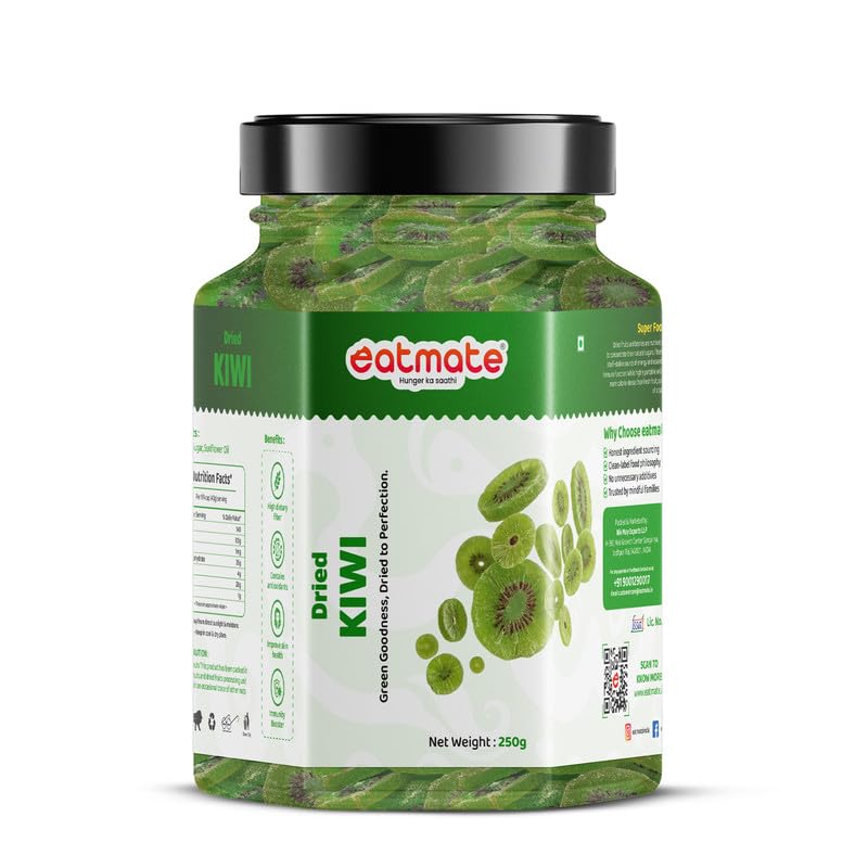 EATMATE Premium Dried Kiwi Slices | Vegan, Gluten Free, No Added Sugar, Rich in Fiber and Antioxidants | Naturally Sweet and Tangy Sun-Dried Chewy Kiwi Dry Fruit Snack (250g)-image-33