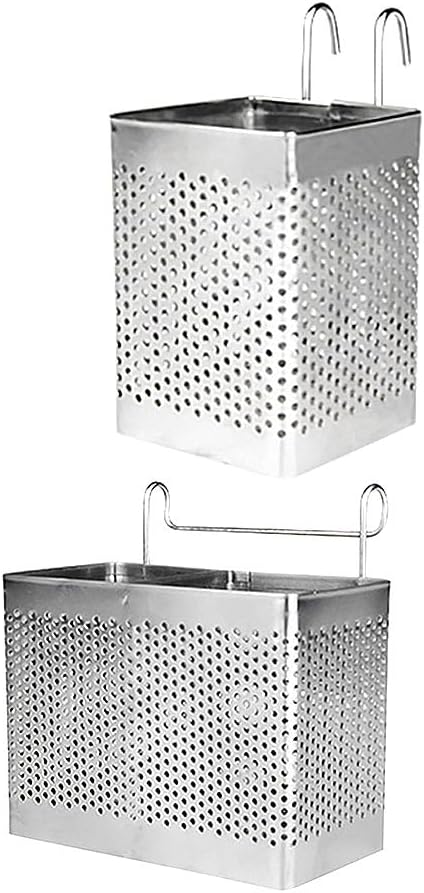 BESTOYARD 2pcs Stainless Steel Silverware Cooking Utensil Holder Silverware Holder Dishes Drying Rack Metal Chop Sticks Metal Chopsticks Stainless Steel Utensil Organizer Tableware Basket