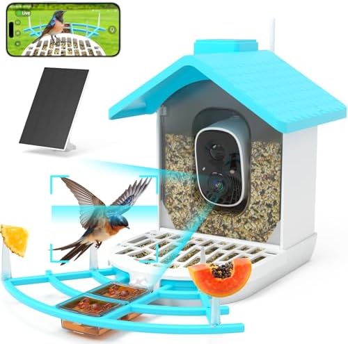 Smart Bird Feeder with Camera, 2K Bird Feeder Camera with Solar-Powered, Instant...
