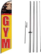 GYM Swooper Windless Feather Flag Banner for Health and Fitness Clubs Outdoor Advertising Sign with Complete Pole Kit and Ground Spike