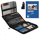INSHERE 75 Pcs Colored pencils -Sketching kit and Drawing Pencils set ， With art kit and Assorted Pencils， Includes sketch book and Accessories，Ideal for Teens Adults and Artist