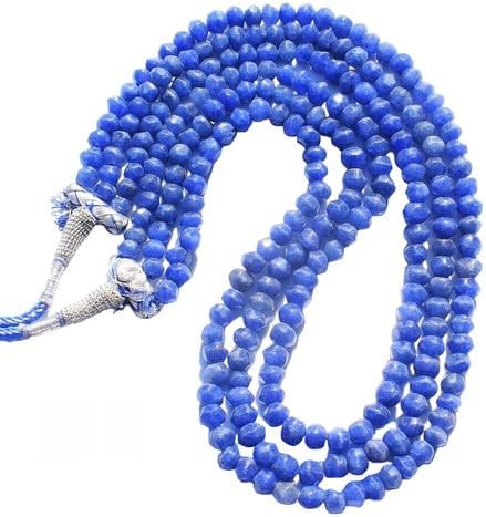 411 Cts Enhanced 3 Strand Sapphire Faceted Beaded Women Necklace CHIK_NECKLACE-31877