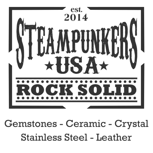 Steampunkers Usa Power Pack Series - 38Mm Wolf Fang Claw Tooth – Galaxy Goldstone, Blue Black Sparkle – Adjustable Cord – Black #TOP6