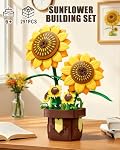 Sunflower Building Set Botanical Collection for Plants & Flowers Lovers Artificial Sunflowers for Home Decor Bonsai Flower Blocks Toys Birthday Gift for Adults Kids Girls Boys Ages 6+ (291Pcs)