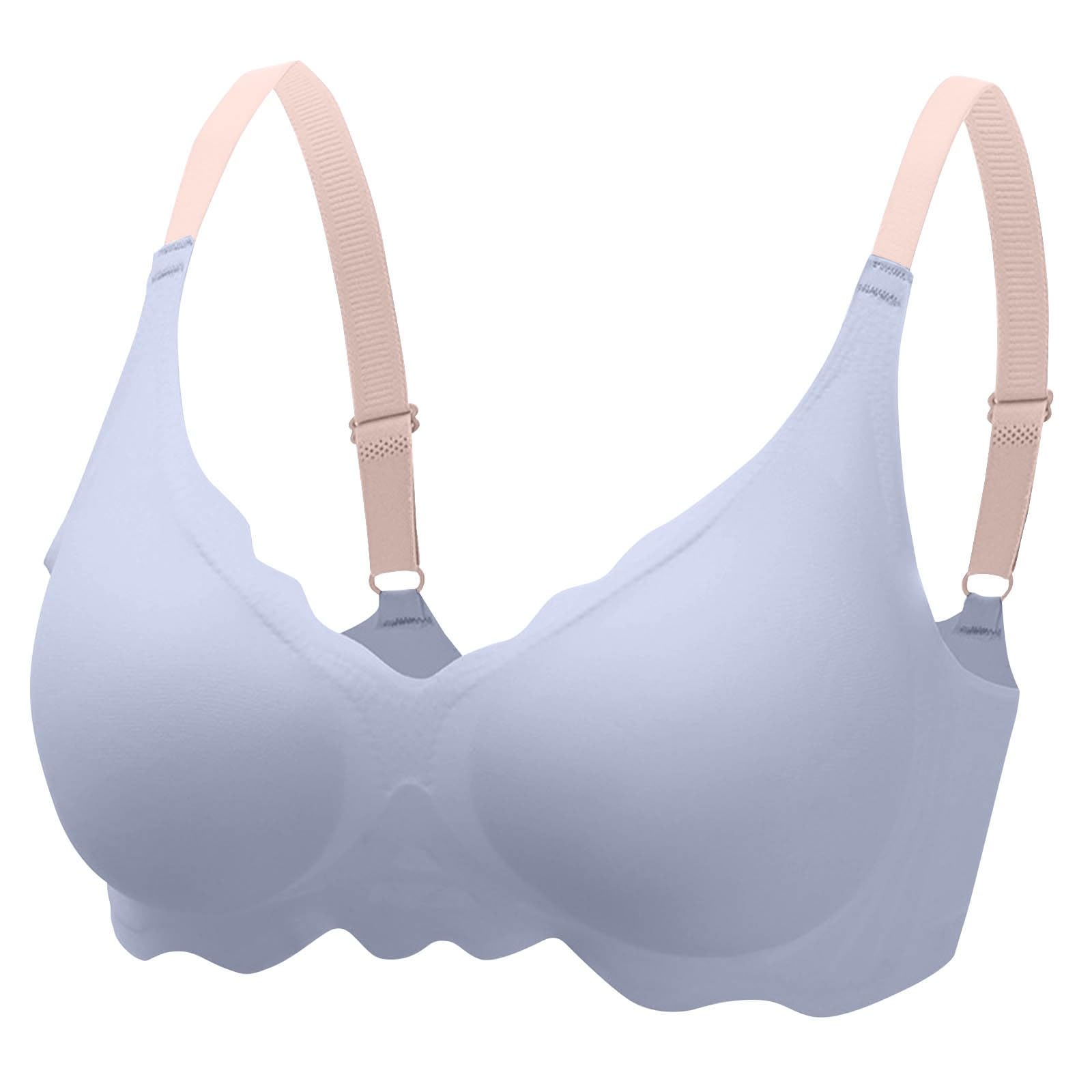 Wireless T Shirt Bra Womens Seamless Full Coverage Sleep Bras Padded No Underwire Push Up Deep V Scalloped