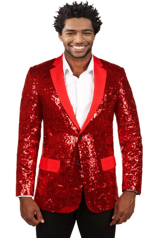 Mens Shiny Sequins Suit Jacket Blazer Holiday Party Dress Tuxedo Outfits for Weddings Prom Party JJK021