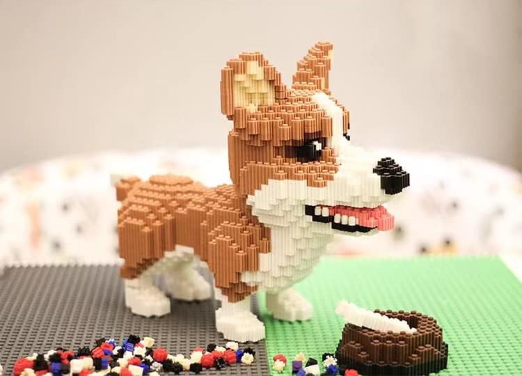 Miniatura 6 de Animal Corgi Dog and Food Micro Building Blocks Set (1860PCS) Regalo para adultos y niños