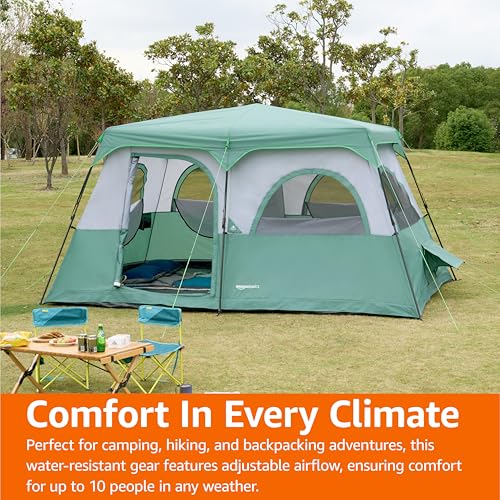 Image of Amazon Basics Instant Camping Tent with Rainfly, Weather-Resistant, Quick Setup