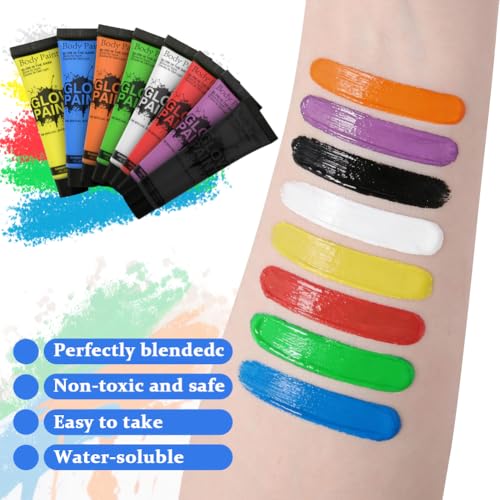 AOOWU Farba do twarzy 25 ml, zmywalna farba do twarzy, na karnawał, Halloween, kolor do ciała, prezent na Boże Narodzenie, scenę, cosplay, makijaż teatralny, niebieski