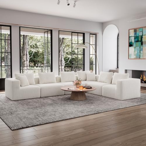 Image of Avenco 141-inch L-Shaped Modular Sectional Sofa Couch, Corduroy Fabric