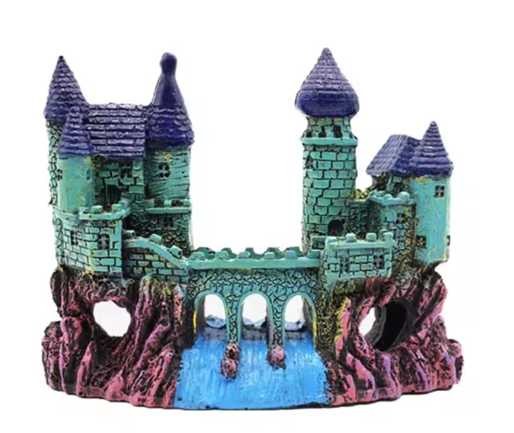 Mistletoe Small Ancient Castle Resin for Small Fish Tank Aquarium Accessories Fish Hide House Beautiful Aquarium Decoration Ornament (16 x 6.5 x 13 cm) (B0CQWK6XXH) Amazon Price History, Amazon Price Tracker
