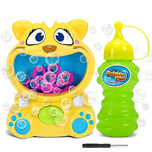 RenFox Máquina de bolhas para crianças, máquina de bolhas de sabão automática de gato bonito, soprador de bombas bolha para brincar de banho, festa, casamento, presente ideal