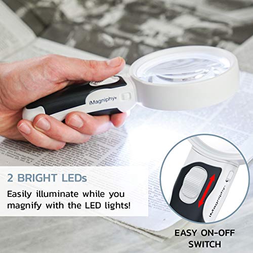 LED Illuminated Magnifying Glass Set. Best Magnifier With Lights for Seniors, Macular Degeneration, Maps, Jewelry, Coins, Watch & Computer Repair, Hobbies, Stamps (3-Lens (2.5X + 5X + 16X))