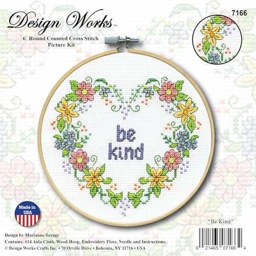 Image of Be Kind Counted Cross Stitch Kit with Hoop